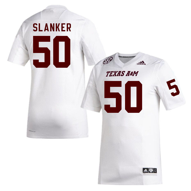 Men #50 Jaxson Slanker Texas A&M Aggies College Football Jerseys Stitched Sale-White - Click Image to Close